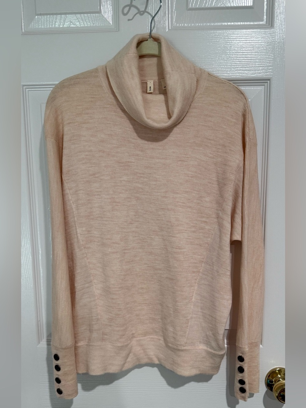 Moth Peach Cowl Neck Sweater with Button Cuffs